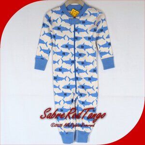 NWT Hanna Andersson Organic Baby Sleeper Zipper Bubbles The Shark 80 18-24 M